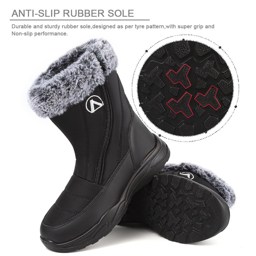 VTASQ Stivali Donna Uomo Stivali da Neve Foderata Pelliccia Caldo Antiscivolo Stivaletti Impermeabili Invernali All'aperto Scarpe Trekking