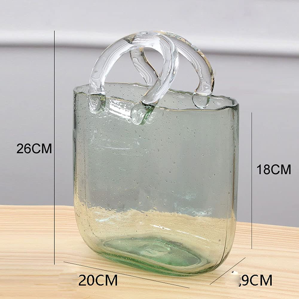 Candora Bag Glass Vases for Decor Creative Bubble Handbag Flower Vase Desktop Glass Basket Vase Mini Crystal Fish Tank for Table Centerpieces Kitchen - Image 2