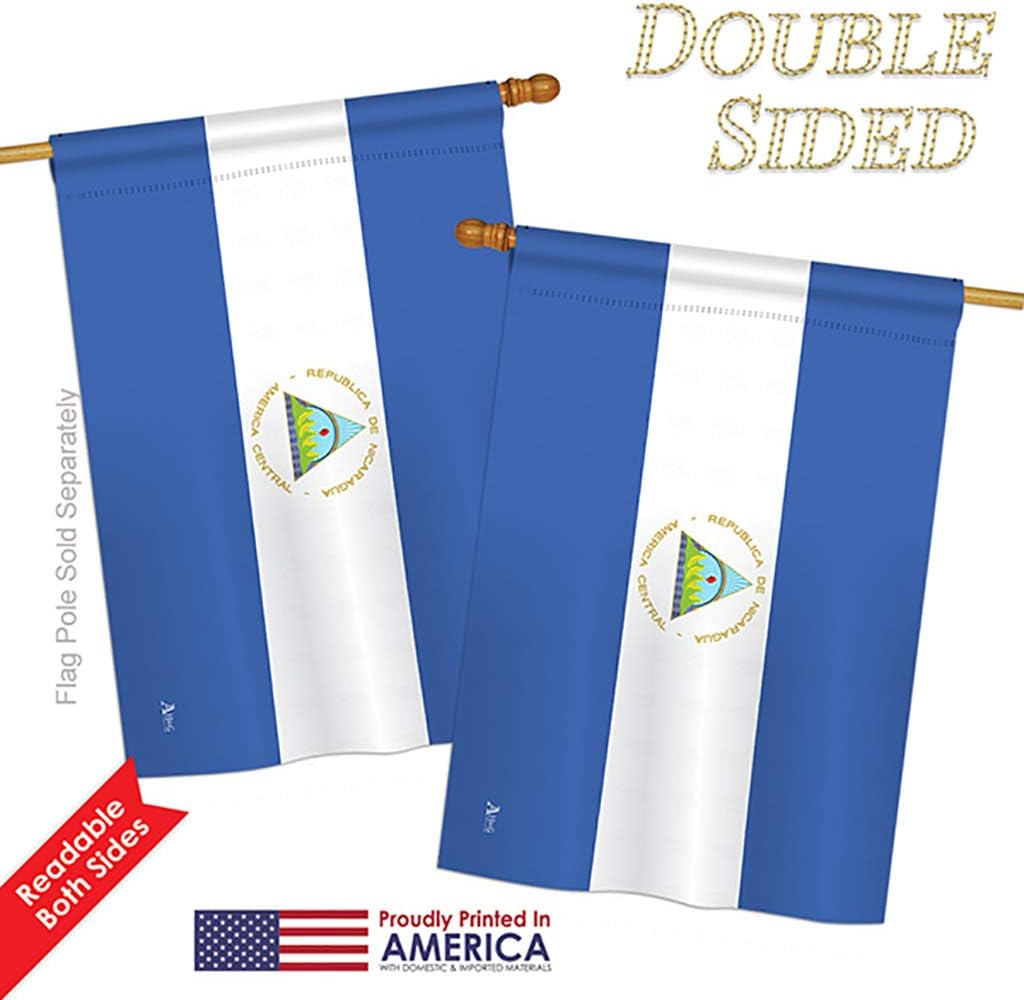 Nicaragua House Flag Regional Nationality Nation International World Country Particular Area Small Decorative Gift Yard Banner Double-Sided Made In USA 28 X 40