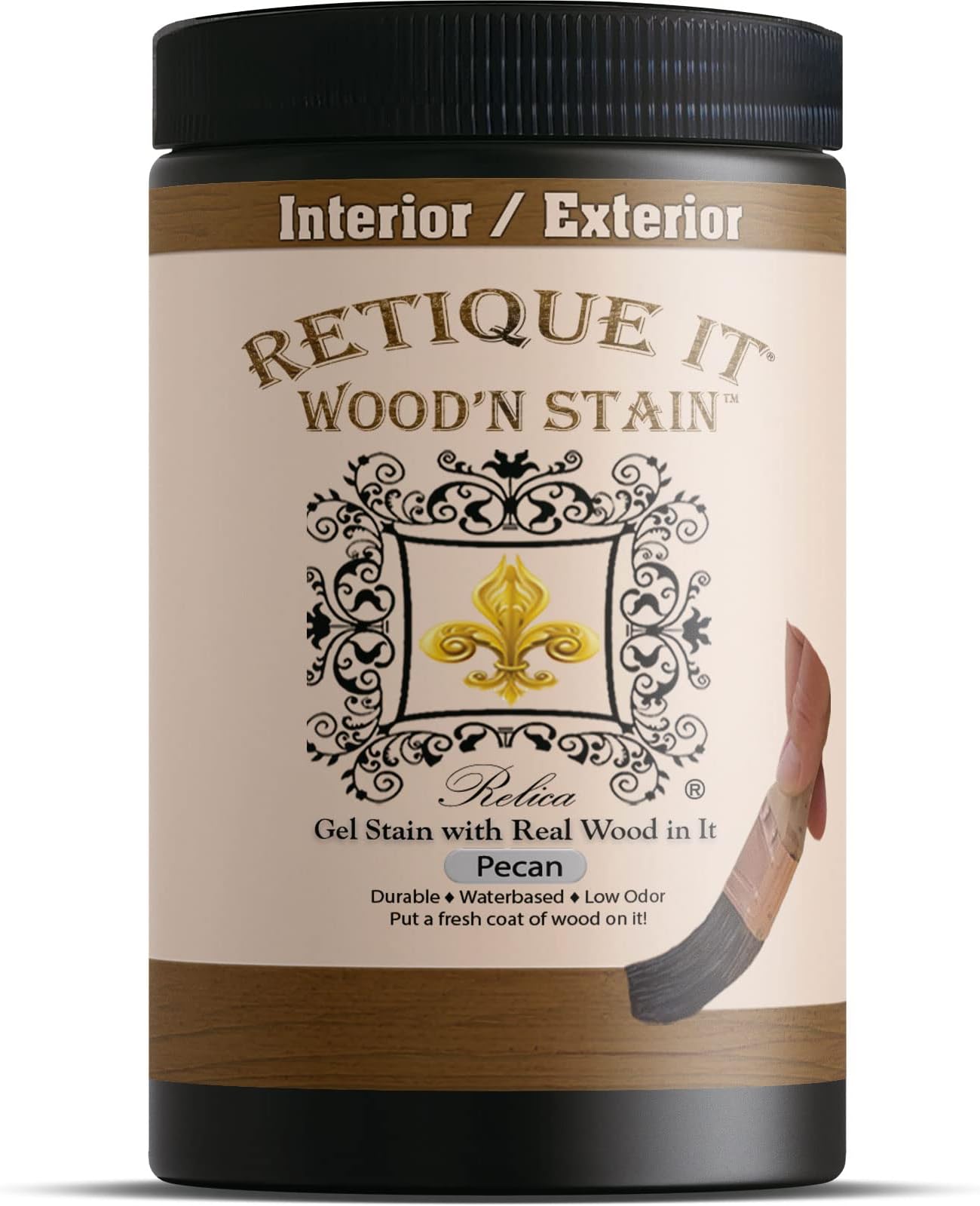 Retique It Wood'n Stain - Liquid Wood Gel Stain Interior/Exterior (32 oz (Quart), 50 Dark Pecan)