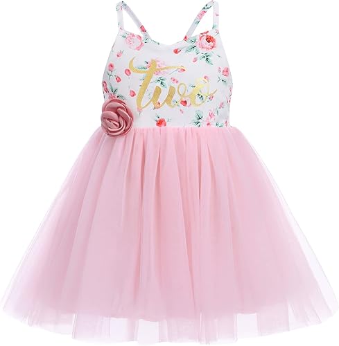 Miniatura 7 de Vestido bohemio con tutú de tul floral para bebés y niñas primer segundo cumpleaños fiesta de tartas vestido de verano con diadema de flores