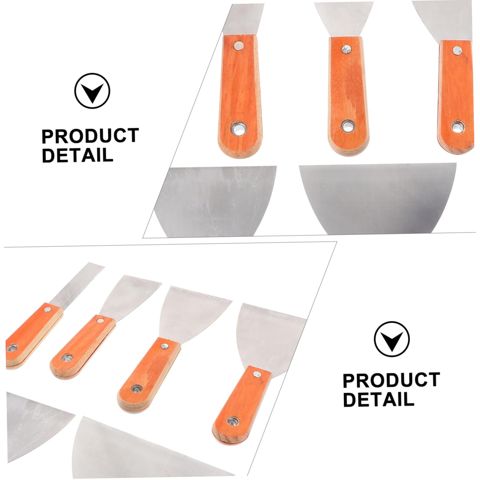 YARNOW 6piezas Espátula Mango De Madera Herramienta Portátil De Llana Cuchillas Para Cortar Masilla Raspador Pulido De Acero Para Acabado De Paneles Para Raspar y Decapar Masilla Trabajos
