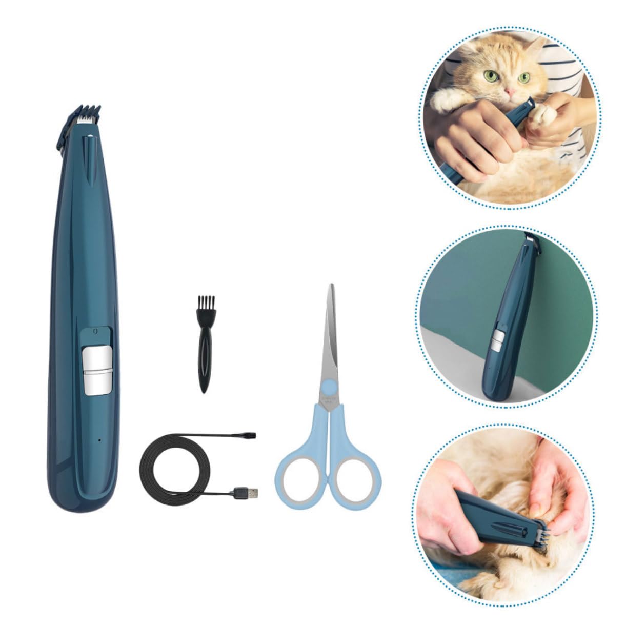 GALPADA 1 Set Portable Pet Hair Trimmer Low Noise Dog Cat Grooming Tool USB Rechargeable Removable Comb for Uniform Shaving Design for Easy Personal Professional Use