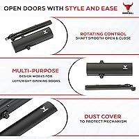 Vista 5 de Cierrapuertas de grado comercial/residencial – Cierre automático hidráulico de 3 resortes de aluminio resistente – Velocidad ajustable, montaje