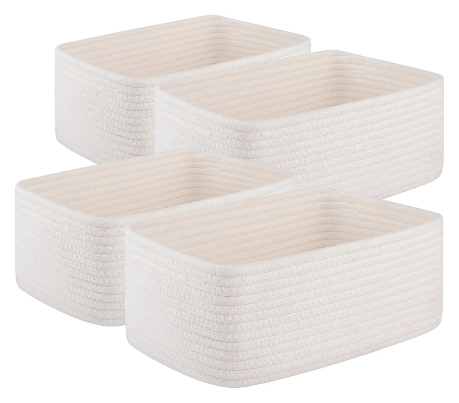 Fabric Storage Basket 1 Pack Small Storage Shelf Baskets For Organizing, Mini Woven Rope Bins For Towels, Cute Decorative Closet