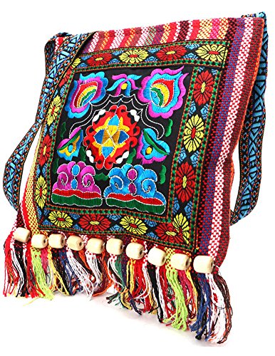 Vintage Ethnic Tribal Embroidered Tassel Sling Crossbody Boho Hippie Shoulder Bag3