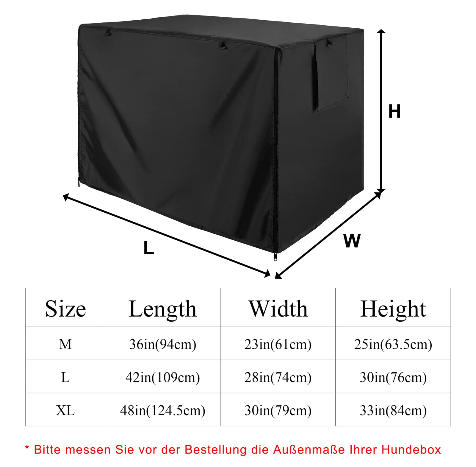 Cubierta de Jaula Perro Impermeable Doble Puerta para Perros Prueba de Vientos Durable 420D de poliéster Jaula protección Interior al Aire Libre Cubierta Negro 48 Pulgadas