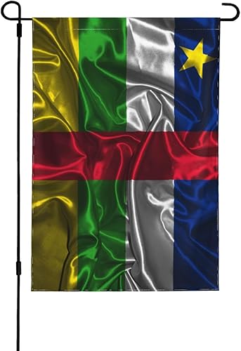 Silk Style Flag Of The Central African Republic Garden Flag 12.5"x18" Inch Double Sided Garden Flags Home Lawn Outdoor Decor Flags Party Banner