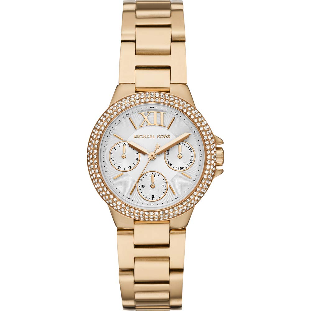 Michael Kors Camille Uhr für Damen, 33mm Quarz-Chronographenwerk mit Edelstahlarmband