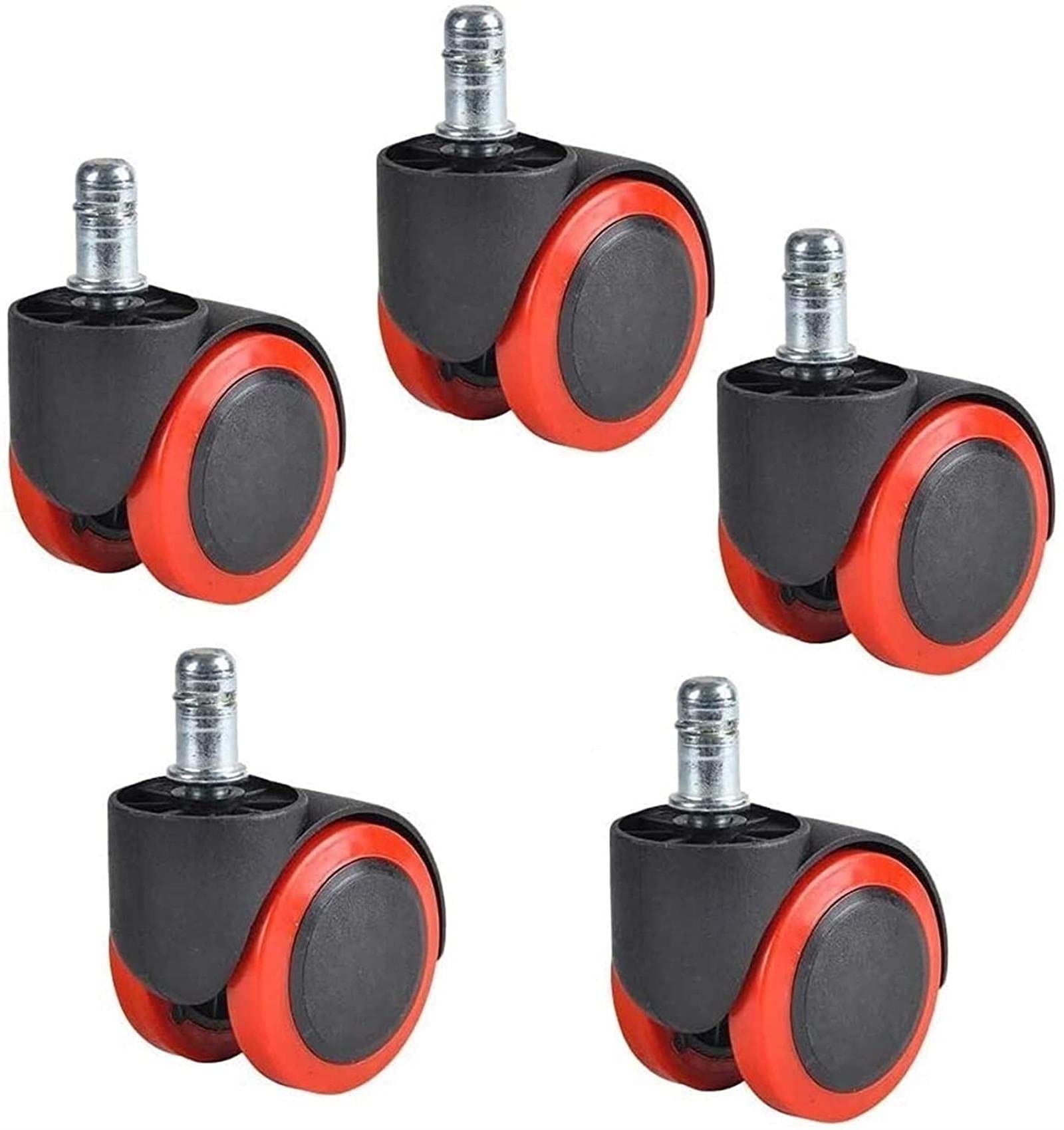 Lot de 5 roulettes pour Chaise de Bureau, 5 Pouces, pour Ordinateur, roulettes de Rechange, silencieuses, avec Tige de Montage en métal, pour Chaise pivotante de Maison