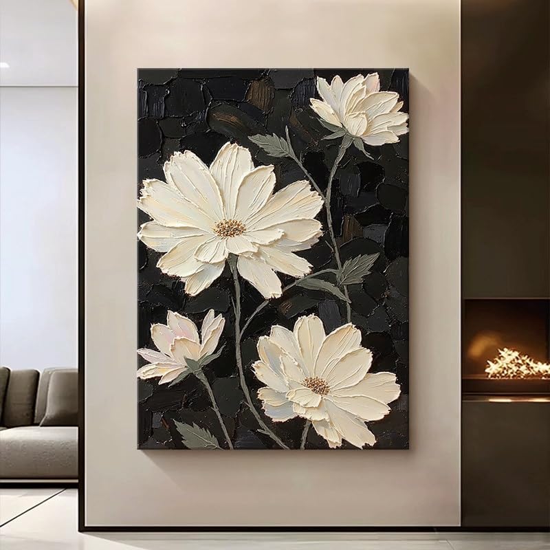 Générique Tableau Abstrait Moderne, Décoration Murale Originale, Peinture À L'Huile Florale 100% Peinte À La Main Sur Toile, Fleur De Lotus, Sans Cadre,...
