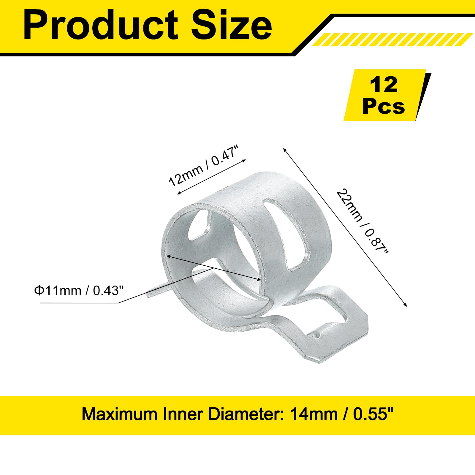 Sourcingmap 12Pcs Spring Band Type Action Fuel/Silicone Vacuum Hose Pipe Clamp - Image 2
