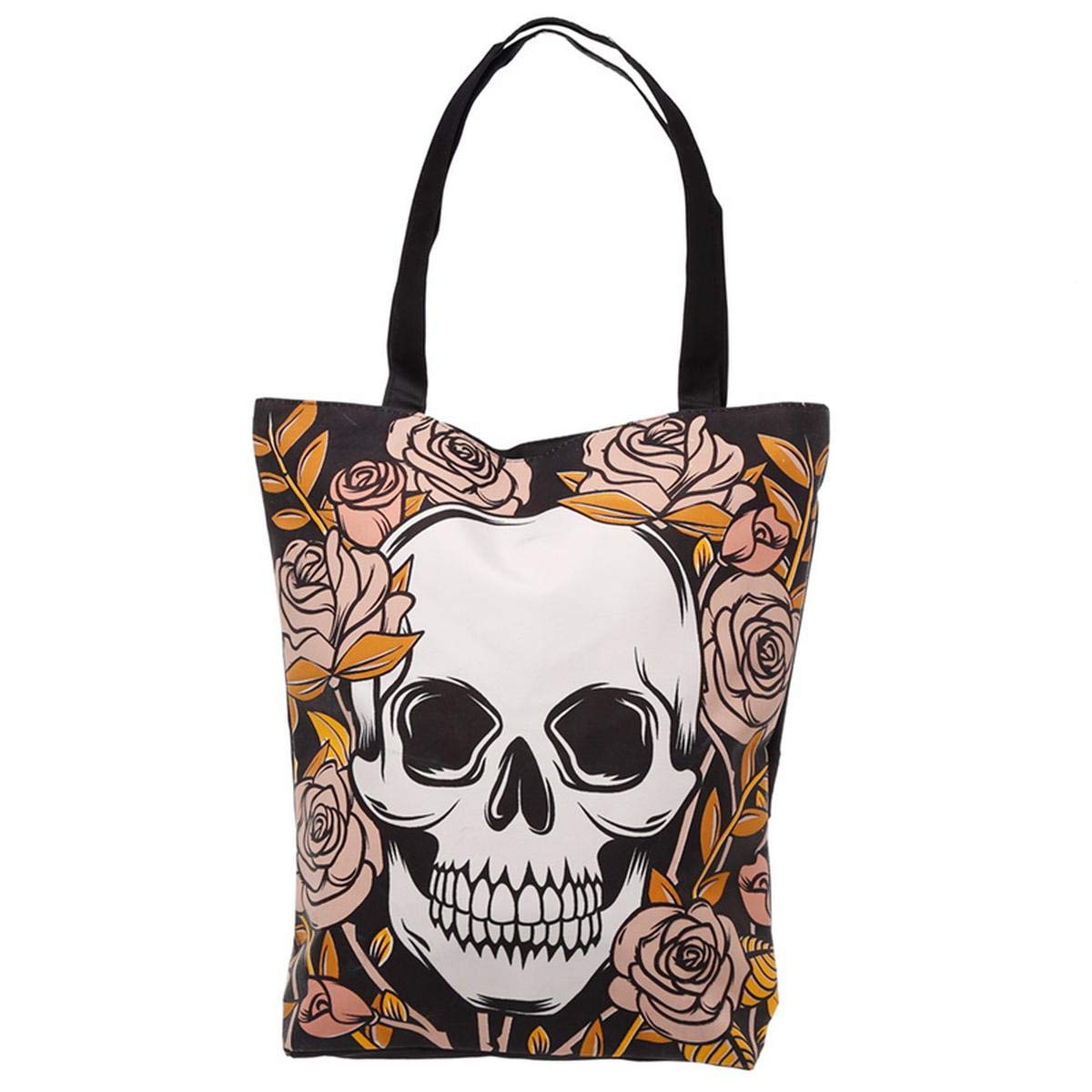 Puckator CBAG86 Skulls and Roses Reusable Zip Up Cotton Bag