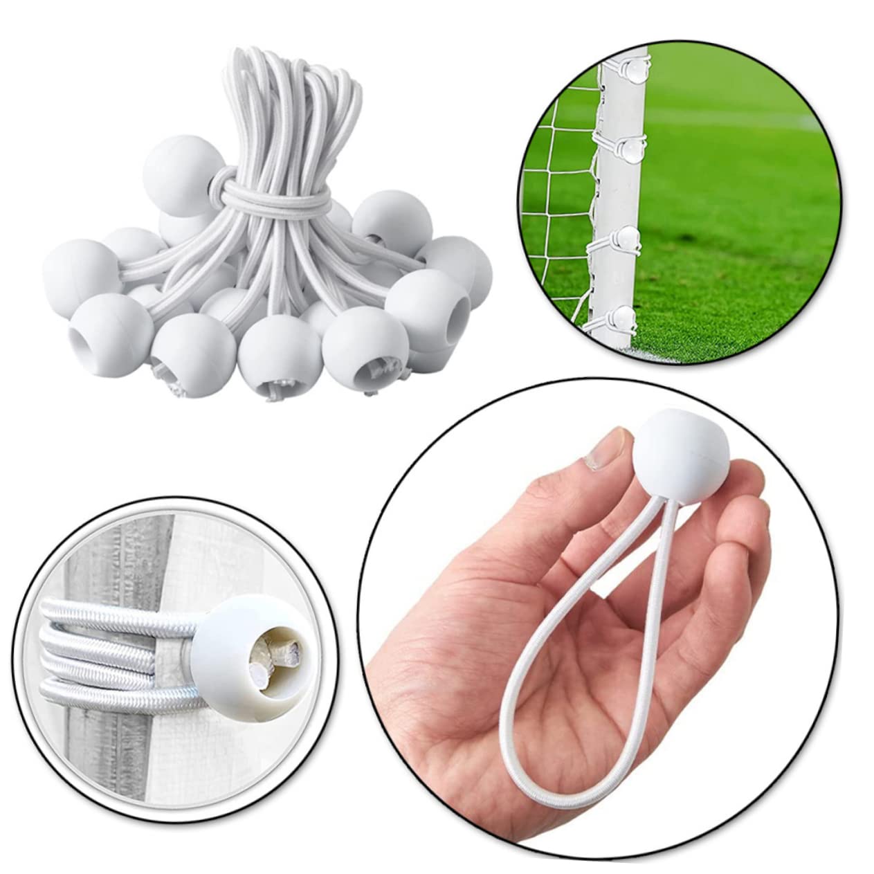 Mikikit 50pcs Elastic Tent Pole Shock Cord Bungee Cords Camping Accessories Bungee