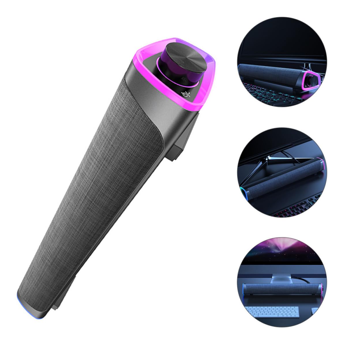 Holibanna Soundbar Stereo Doppio Altoparlante 6w Nero, Design Salvaspazio Effetto Sonoro Potente per Ufficio e Scuola