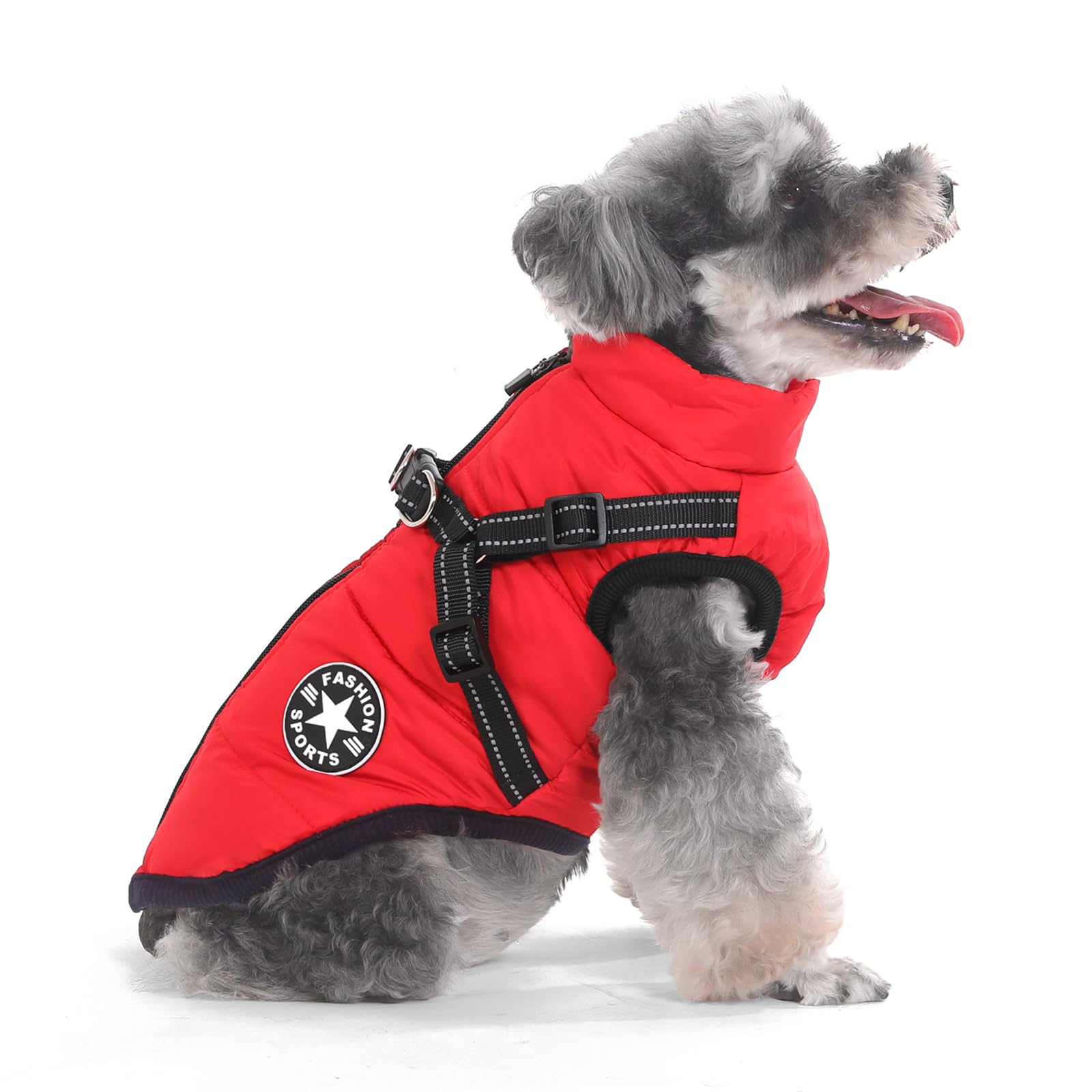 Aywoja Cappotto Cane Invernale, caldo, cappotto per cani con pettorina, impermeabile, lavabile in lavatrice, con strisce riflettenti, resistente anello a D