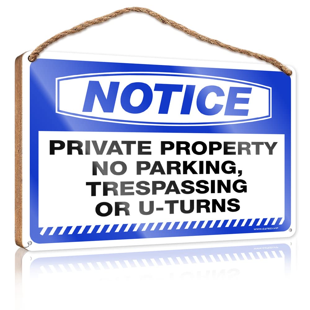 FZFN Home Door Hanging Notice Private Property No Parking, Trespassing Wooden Sign Vintage Room Decor Vintage Room Decor(23X35CM)