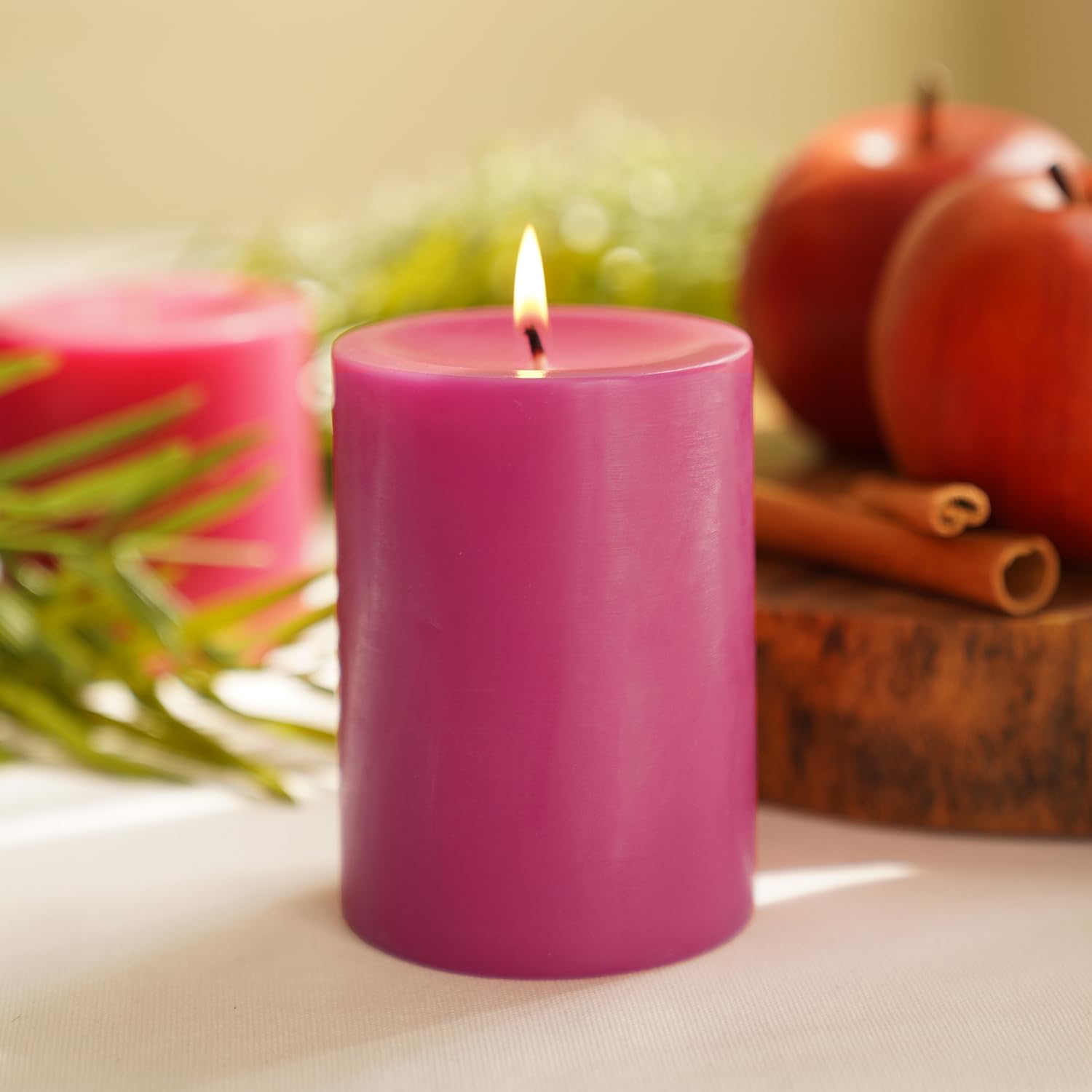 Pure Home + Living Pink Apple Cinnamon Pillar Candle - Large