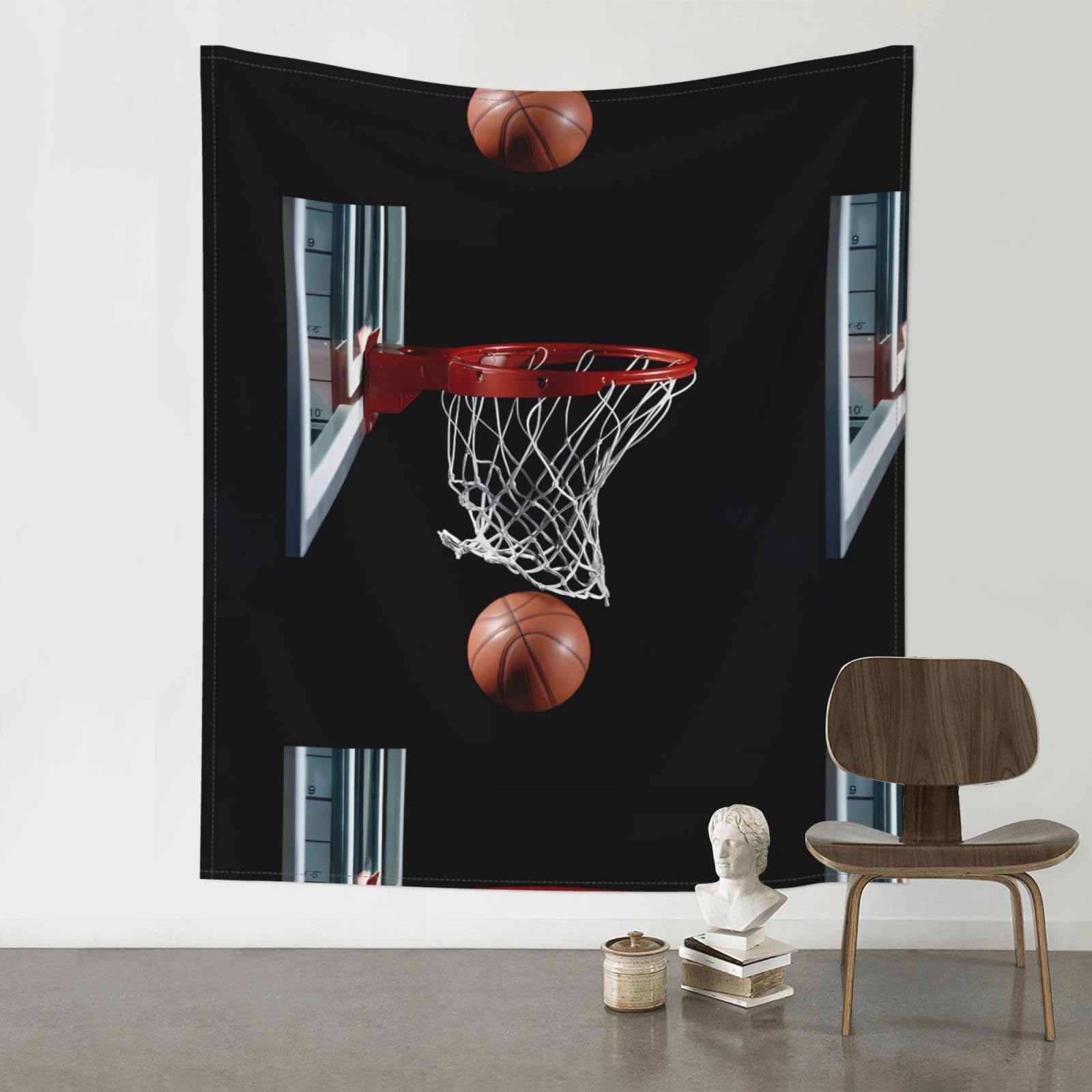 HJFCZH Basketball Prints Wall Tapestry 60x51in – Boho Decor Throw for Bedroom, Dorm, Beach Cover & Picnic Blanket