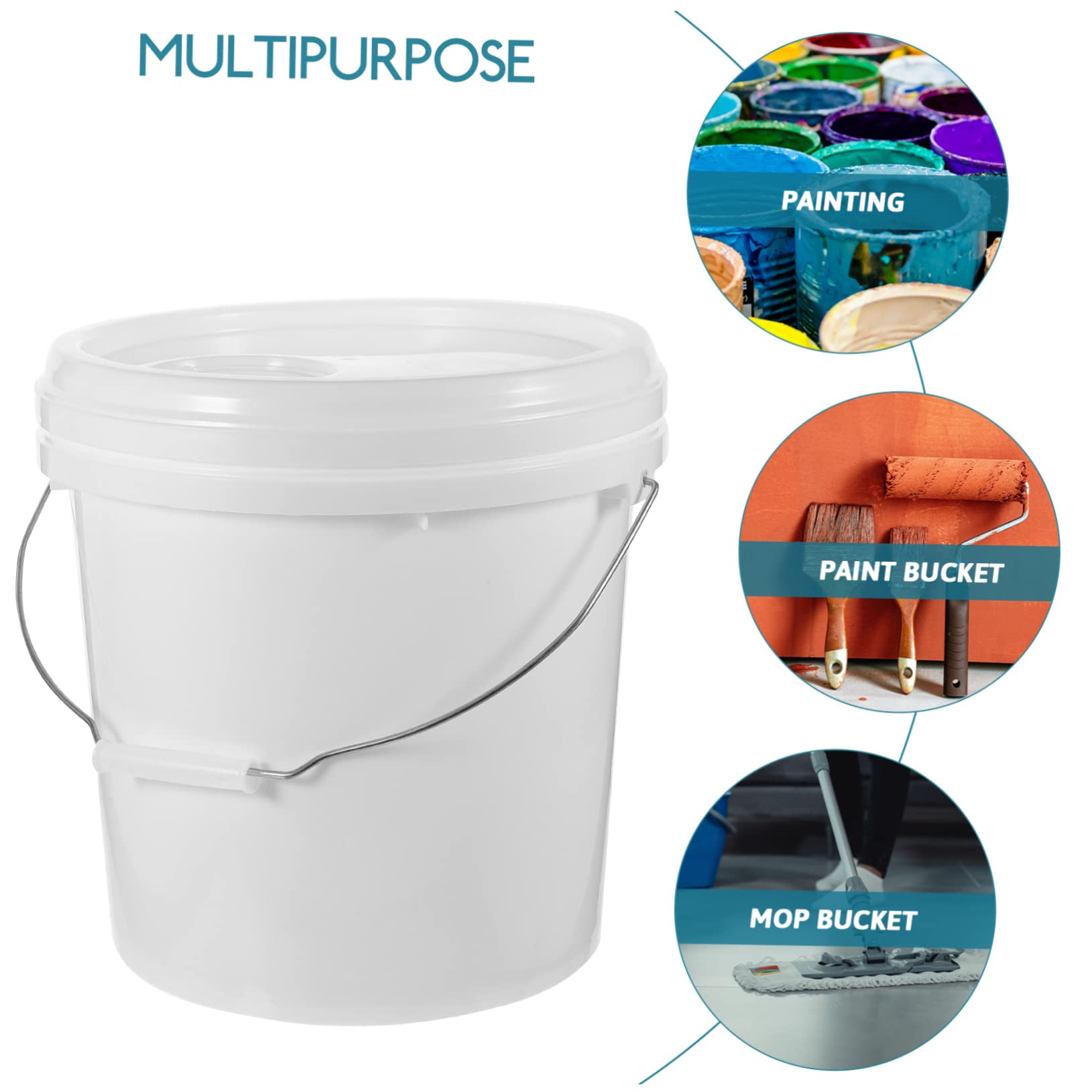 Gadpiparty Secchio per Verniciare da 10l in Hdpe Bianco con Coperchio, Contenitore Leggero per Vernice e Pigmenti