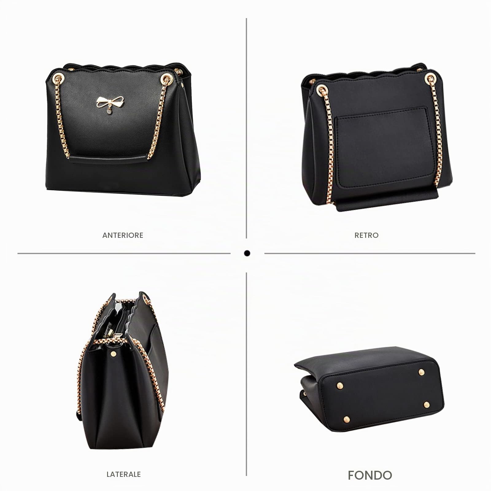NICOLE & DORIS Borsa Donna Piccola Borsa a Tracolla Borse di Spalla Elegante Borsa con Catena Borsetta Sera Clutch Borse in PU Pelle Borse Crossbody