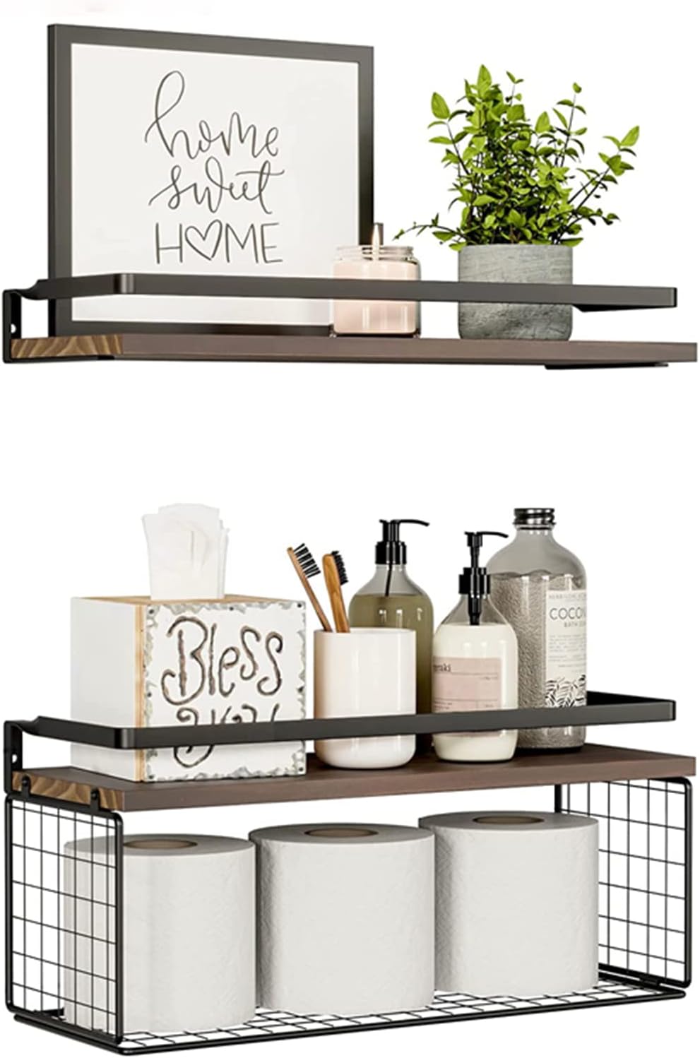 WXCGX Floating Shelves, Rustic Floating Shelves Wood Over