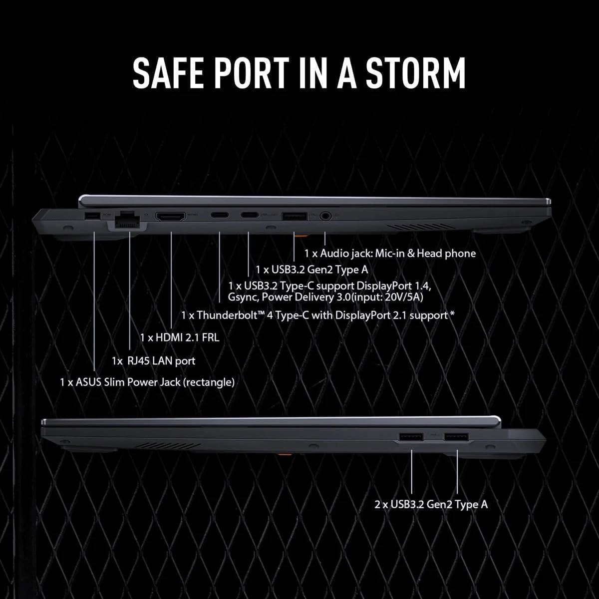 ASUS TUF Gaming Laptop Ryzen7 7735HS – A16 WUXGA 165Hz 100% sRGB – AMD Radeon RX7600S Beat RTX3060 – Tastiera retroilluminata – Thunderbolt4 – Wi-Fi6 – Cavo HDMI (RAM DDR5 da 32 GB, SSD PCIe da 1 TB)