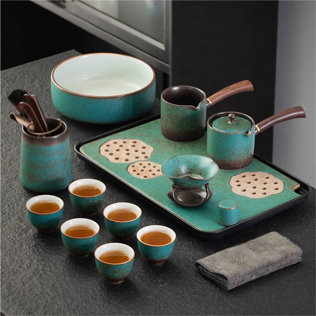 Taca do serwowania herbaty retro ceramiczna taca na herbatę prostokątna taca do przechowywania wody prosty zestaw do herbaty Kung Fu odpowiedni do domowego biura kawiarni tacy na stolik kawowy
