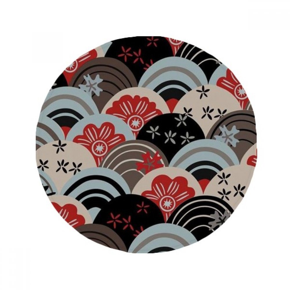 Tapis de cuisine salon porte entrée style traditionnel japonais multicolore antidérapant rond 80cm