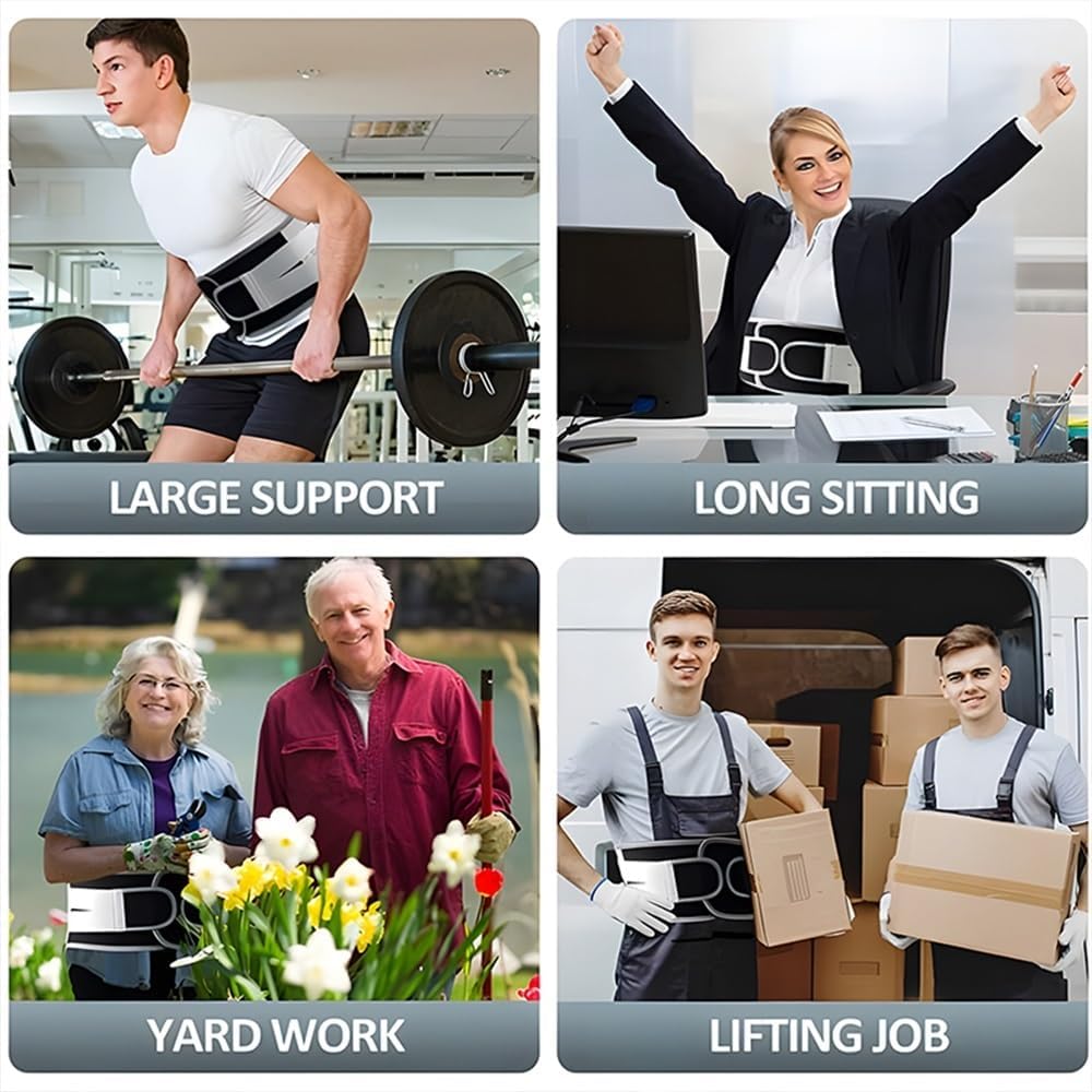 Men Lower Back Brace Women Waist Back Support Disc Herniation Orthopedic Lumbar Decompression Belt With Large Area Aluminum Provide Lower Back Pain Relief (Black XX)