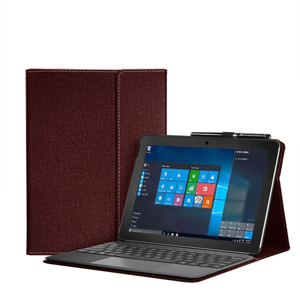 Honeymoon New Surface Pro X 13 Inch Case, Multi-Angle Viewing Portfolio Business Cover Compatible with Microsoft Surface Pro X 13" Type Cover Keyboard,Canvas-red