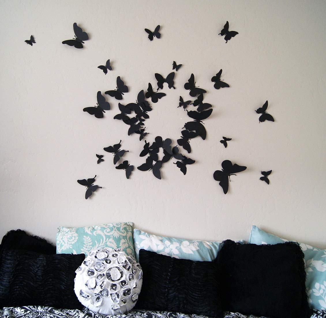 JAAMSO ROYALS Black 3D Butterfly Stickers for Wall, Butterfly Decoration Items, Butterfly Stickers, Butterfly Wall Decor, Butterflies, Butterflies for Wall Decoration 24 Piece (13 cm x 15 cm)