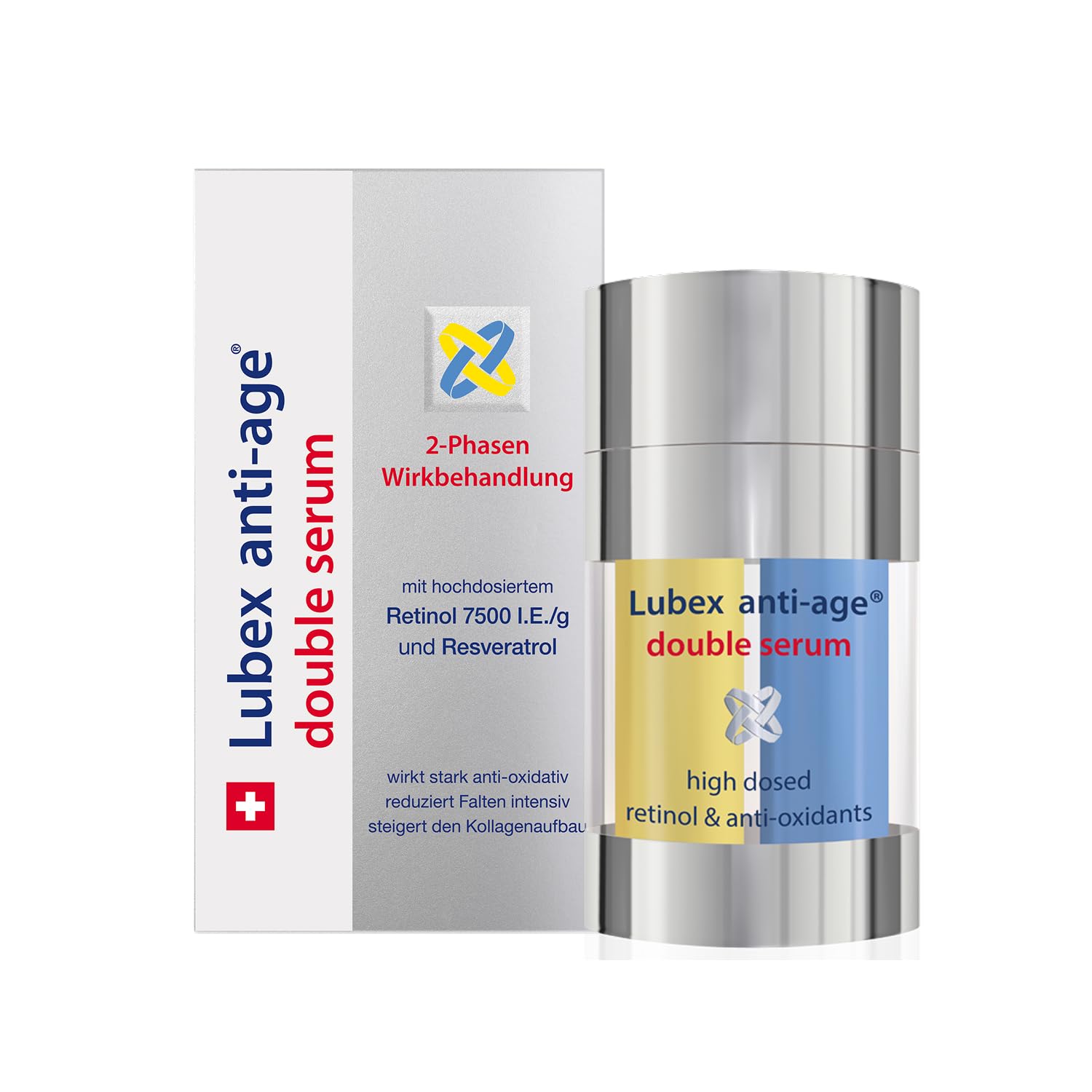 double serum – Zwei‑Phasen Retinol‑Formel mit Antioxidantien, erhöht Kollagen, glättet Falten, fördert Hauterneuerung, für strahlend ebenmäßigen Teint