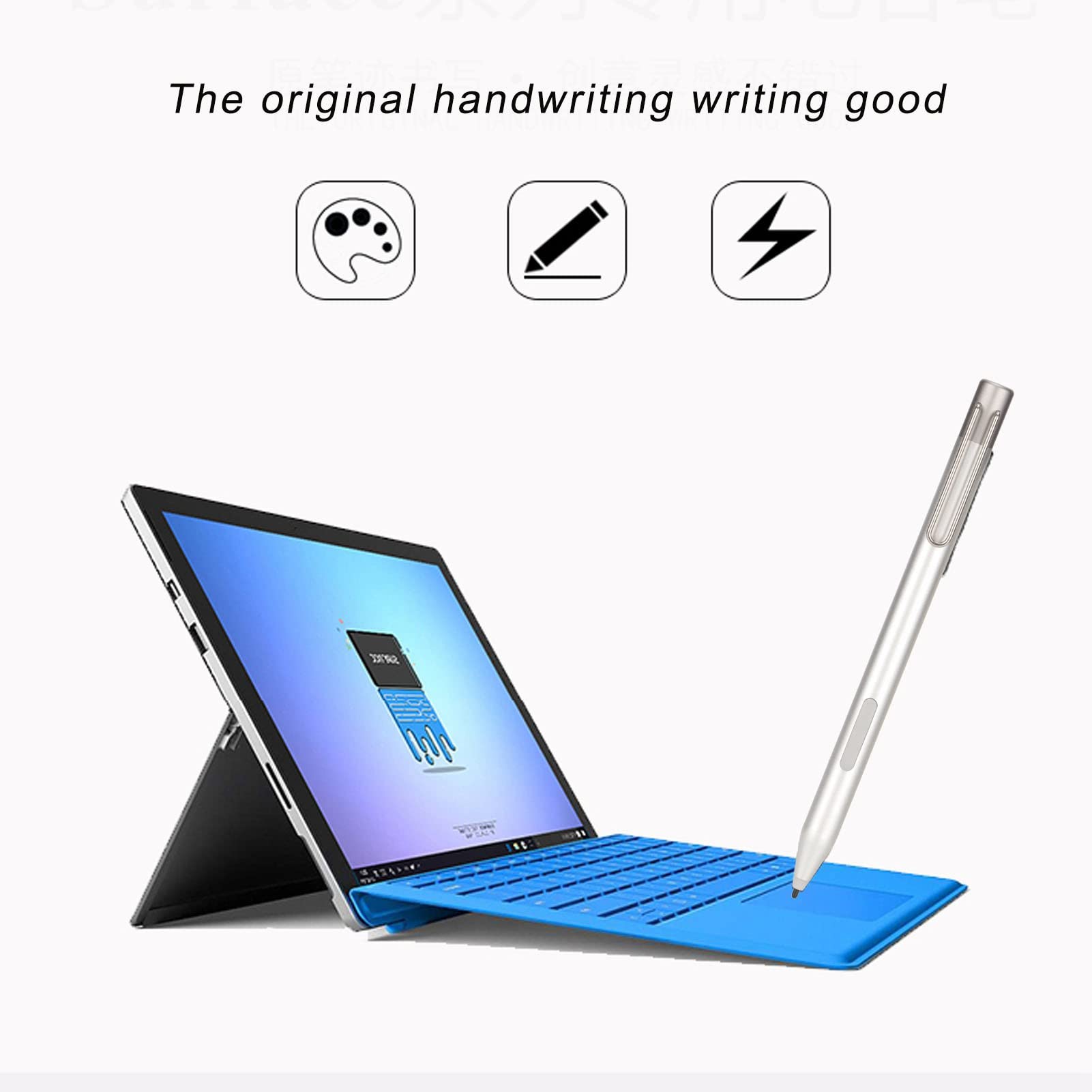 Bewinner Penna stilo per, funzione sensore di pressione capacitivo per tablet per 3 Pro3 Pro4 Pro5 Pro6 per Go for Book per laptop per Studio (Argento)