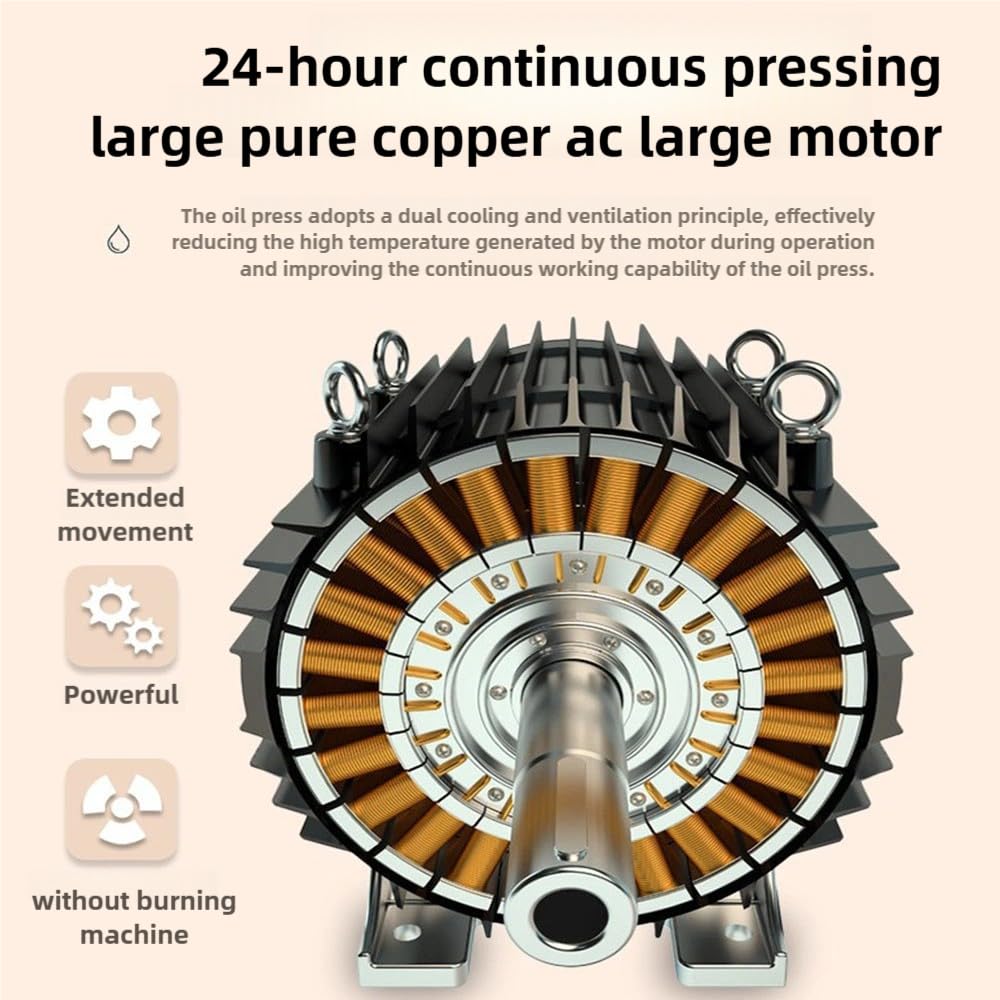 Komercyjna automatyczna prasa do oleju 600 W prasa na zimno i na gorąco ekspres do oleju ze stali nierdzewnej 24H ciągłego tłoczenia 50-250℃ regulacja temperatury do orzeszków ziemnych sezamu rzepaku