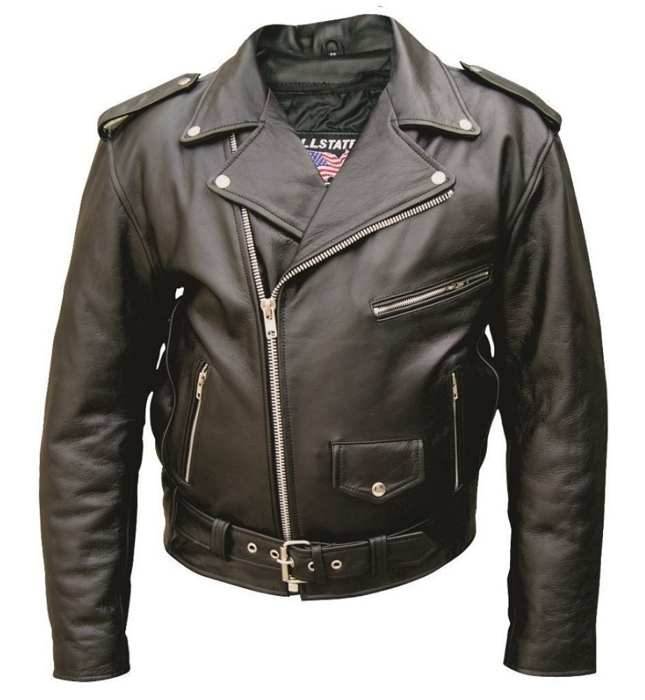 Allstate LeatherMen's AL2010 Basic Motorcycle Jacket 64 Black