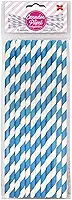Make+ Canudo Biodegradável, Listrado Branco e Azul, Blister com 12 Unidades