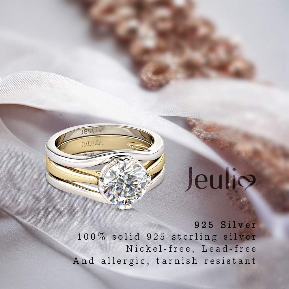 Jeulia 3.5 Carat Round Cut Enhancer Ring for Women 9.5, White, Yellow Gold Plated, Cubic Zirconia, Anniversary, Wedding, Engagement - Image 5