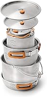 Vista 1 de Living in a Bubble Premium 7-Piece Stainless Steel Cooking Set. Tri-layer Bonded Stainless-Steel - Ergonomic Handles with Silicone Sleeve - Compact