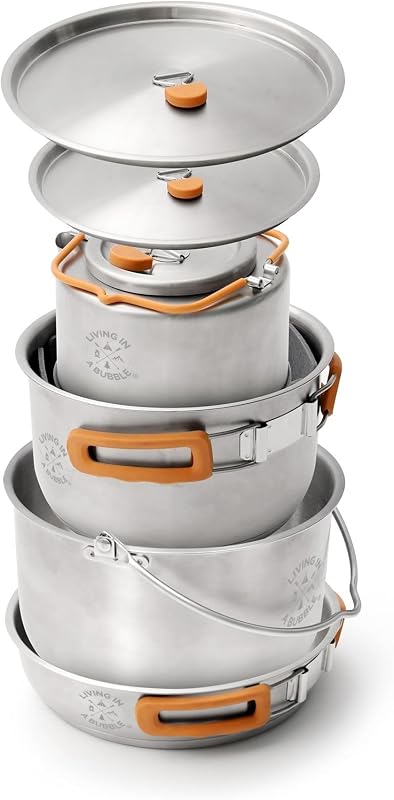 Premium 7-Piece Stainless Steel Cooking Set. Tri-layer Bonded Stainless-Steel - Ergonomic Handles with Silicone Sleeve - Compact & Stackable