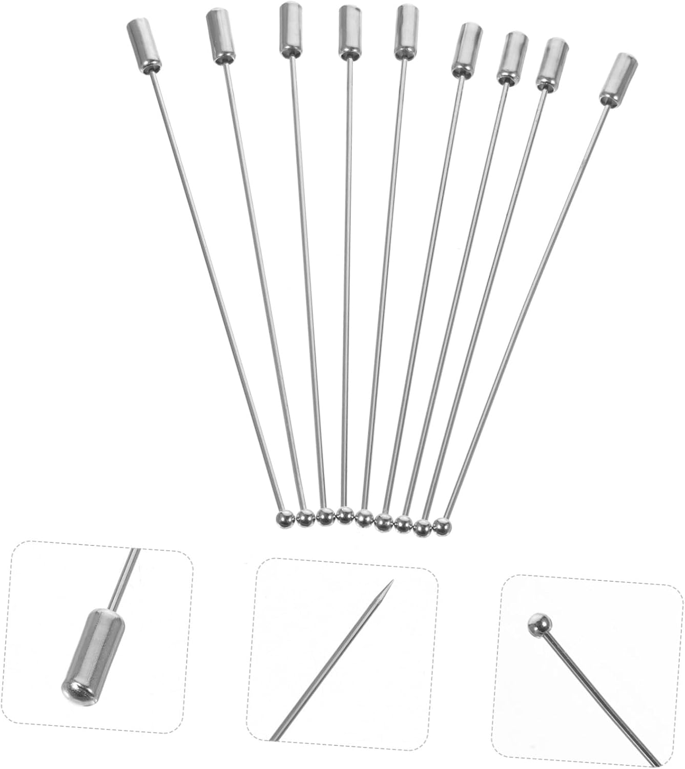 Lurrose 60pcs Metal Stick Pin Brooch Lapel Pin Straight Corsage for Boutonniere Wedding Brooch Jewelry Making