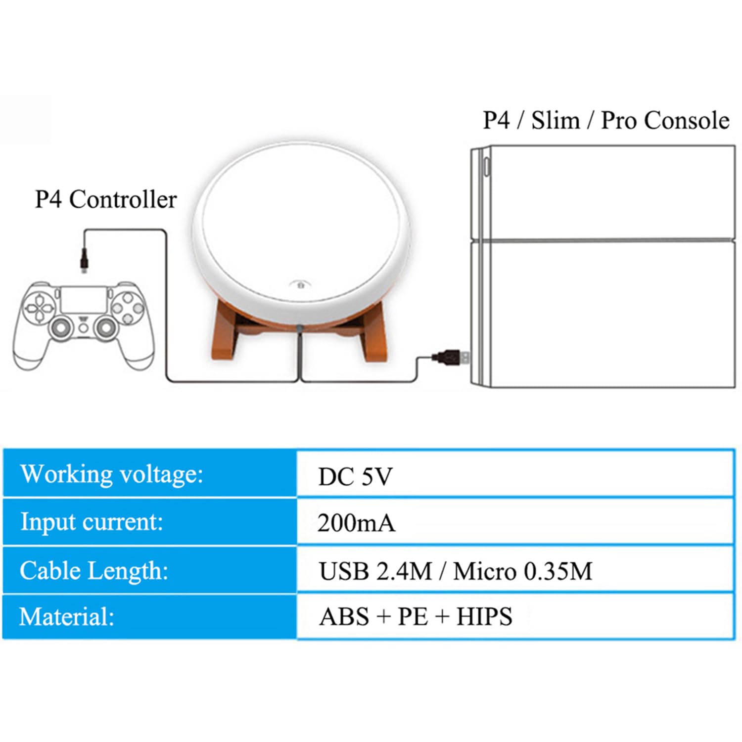 OSTENT Tamburo Controllore Bacchette Strumento Tradizionale Giapponese per Sony PS4 Slim Pro Taiko No Tatsujin Master Videogiochi
