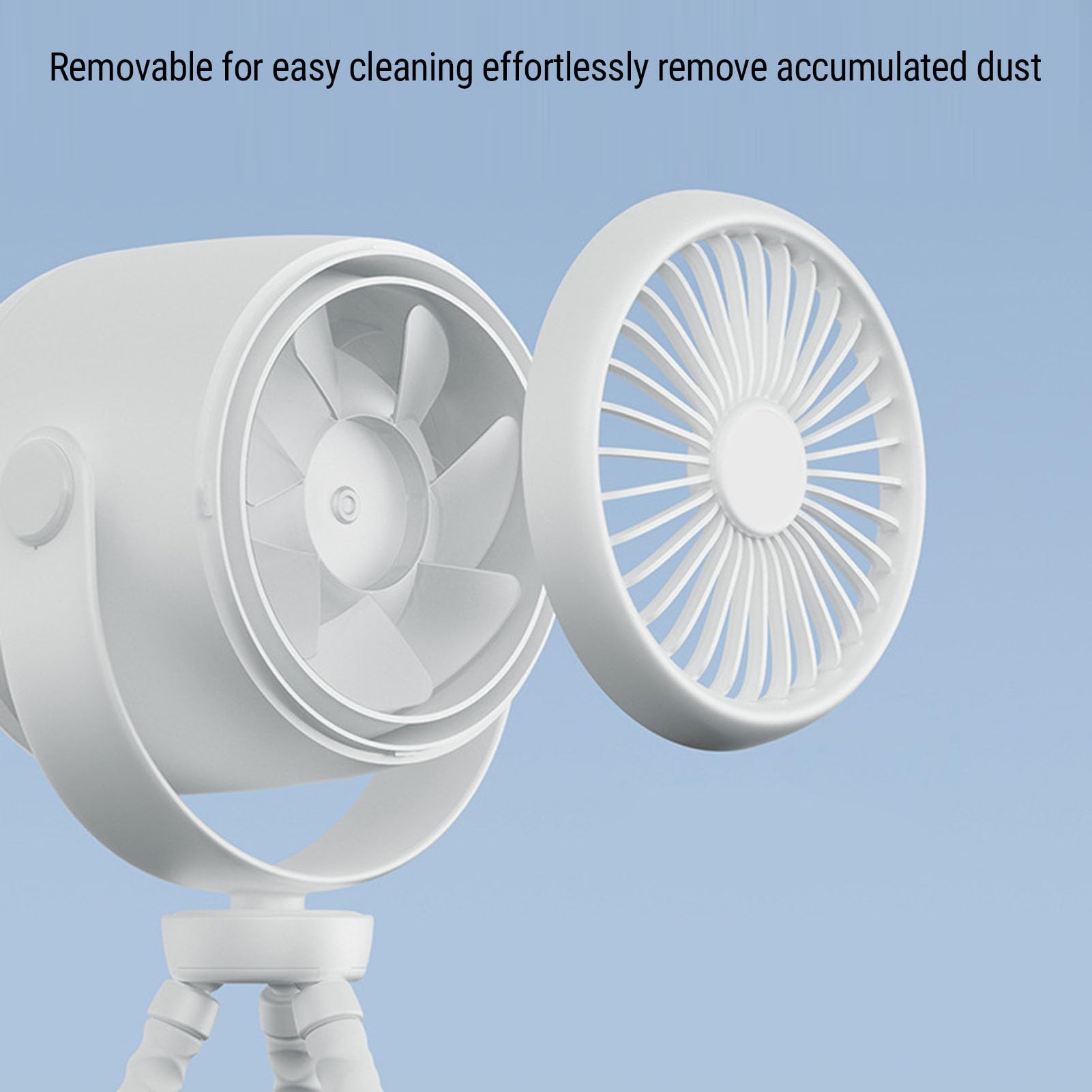 Mini Ventilateur pour Poussette, 3 Vitesses, Design fermé et Silencieux, Idéal pour le Confort de bébé en Déplacement, Blanc