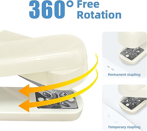 Miniatura 3 de EZWORK Engrapadora giratoria con brazo oscilante, capacidad para 20 hojas, engrapadoras de escritorio con rotación de 360 grados para folletos o