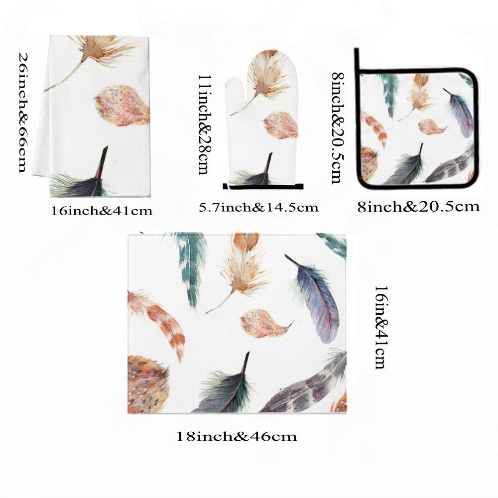9PCS Acquerello Piuma Cucina Decor e Accessori Set
