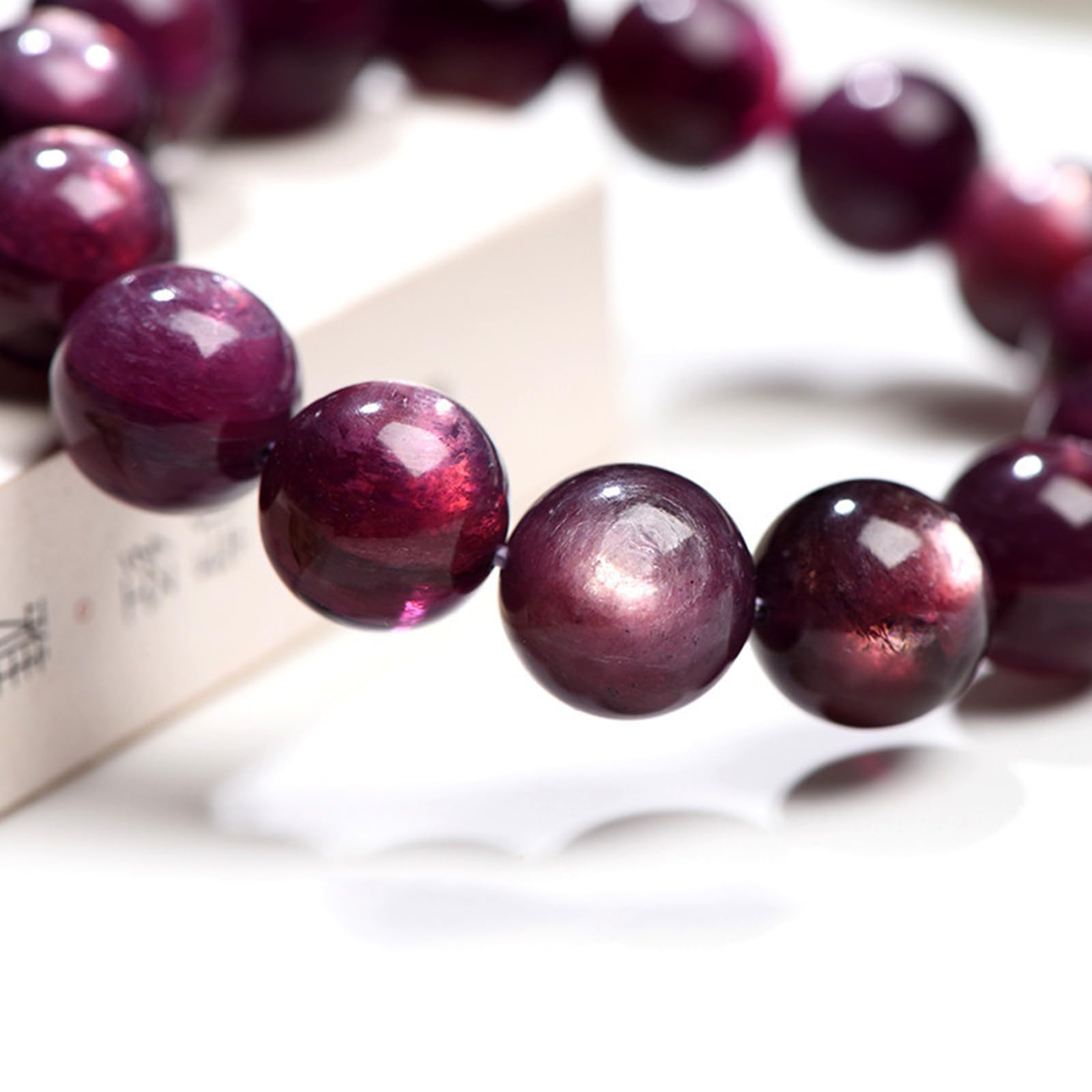 Bracciale in Cristallo Naturale Occhio di Gatto con UVA Viola - Bracciale Elasticizzato per Donna Uomo Guarigione Reiki Pietra energetica Gioielli Bracciale Chakra Fatto a Mano,7~7.8mm