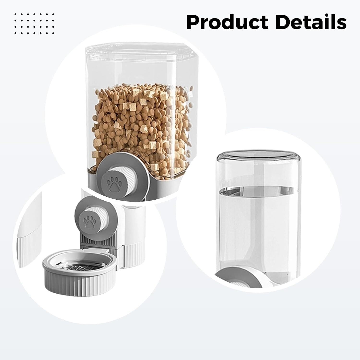 Wiszący dozownik karmy dla zwierząt domowych i wody, automatyczny dozownik karmy dla psów i wody, karmnik 1200 ml / 1134 g, miska na klatkę z odpinaną konstrukcją, dla małych i średnich psów i kotów
