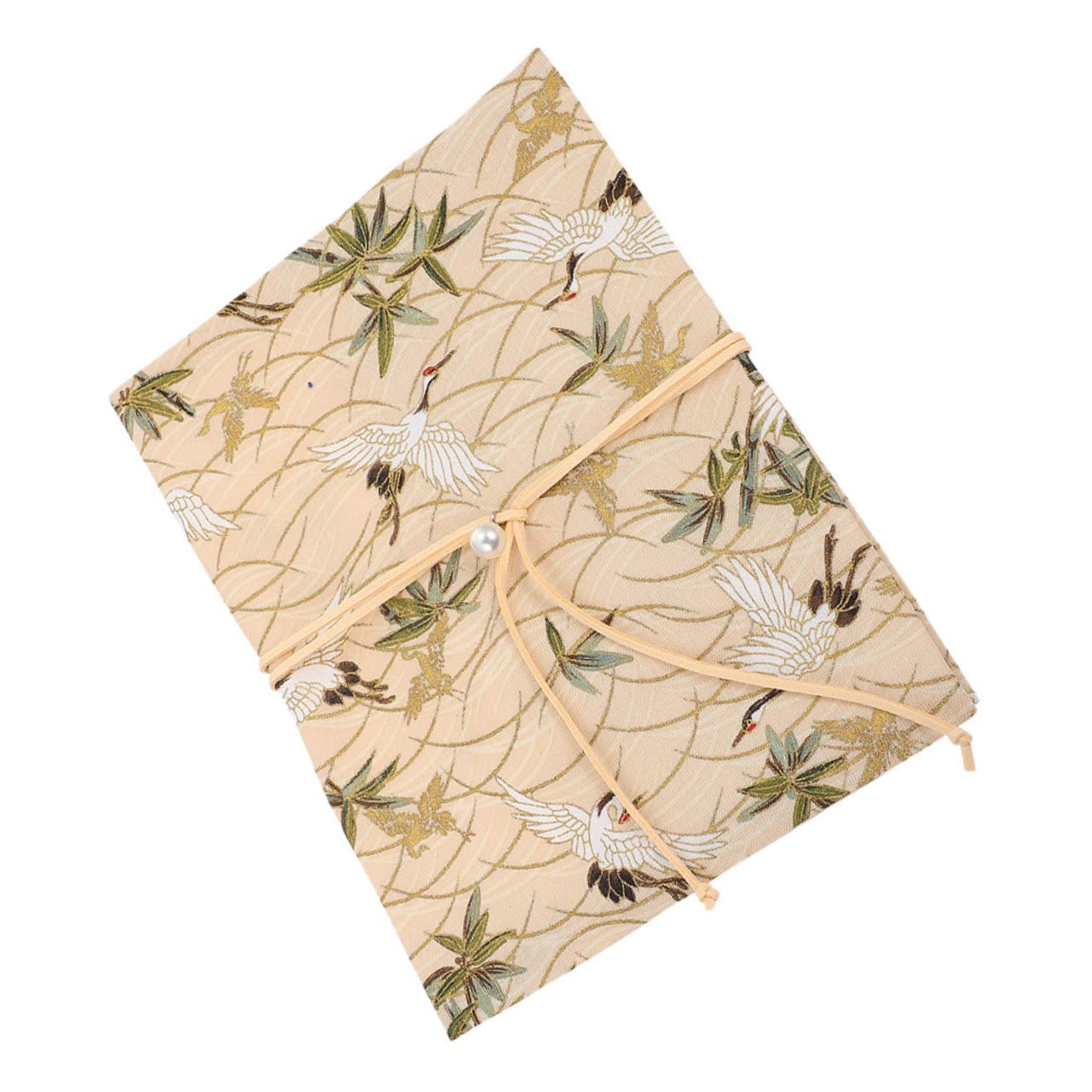 NUOBESTY 4stücke Ornamentale Buchhülle Verstellbarem Design Elegante Buchschutz Für Notizbücher Tagebücher Und Sammlungen Für Studenten Und Buchliebhaber Beige Mit Goldenen Kranichen