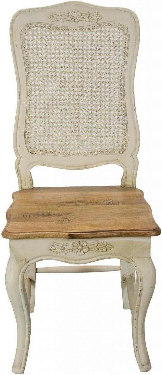 Interior Flair Shabby Chic French Cream Brown Wood Rattan Dining Seat Chair