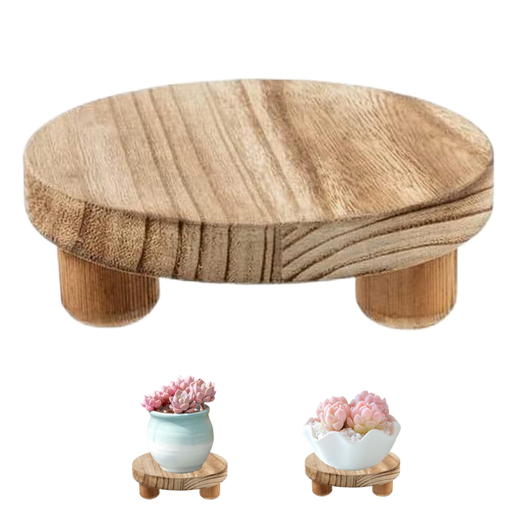 Smeleyou 6Inch Plant Riser 6 Inch Round Wooden Riser Small Plant Stands Indoor Flower Pot Holder Planter Stand Tray Decorative Wooden Cake Stand Pedestal Tables For Garden Outside Desktop Display